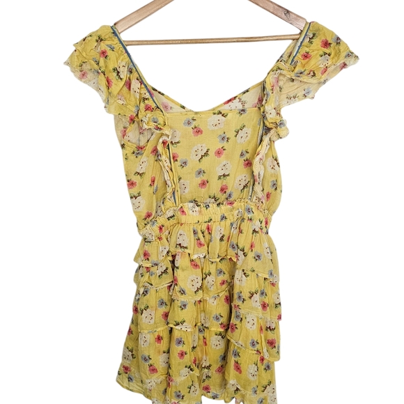 Loveshackfancy Phyllis Dress Yellow Mini Floral Ruffle Dress Size XS - Picture 3 of 9